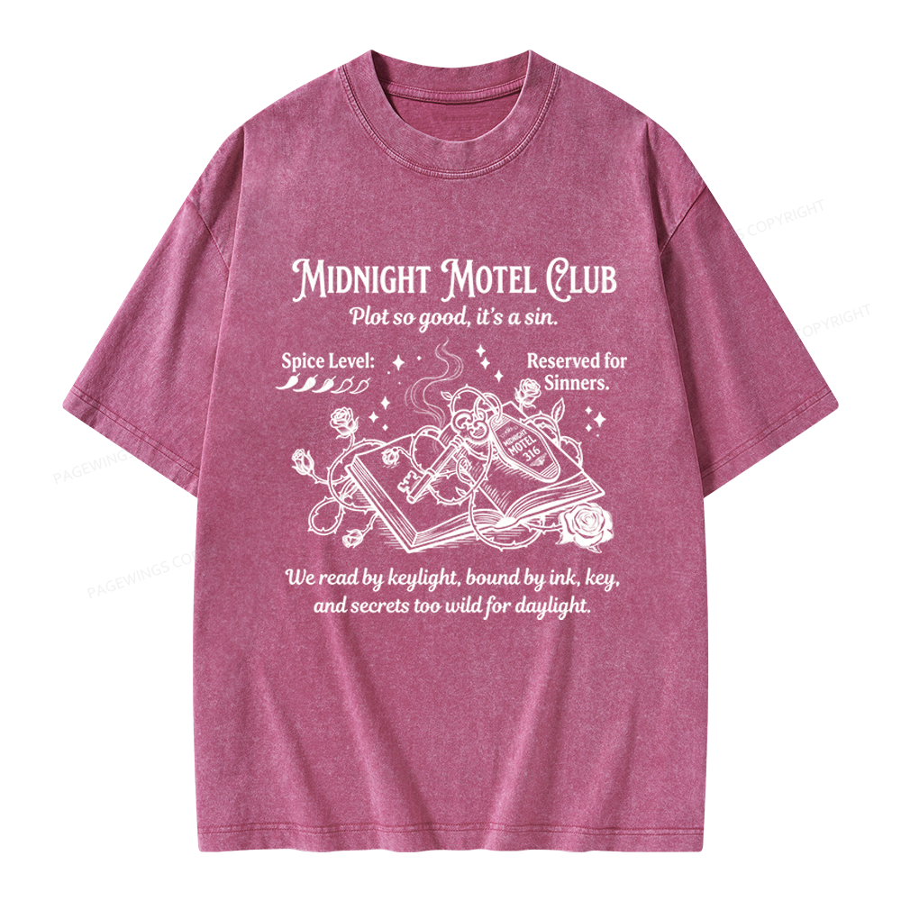 Pagewings Midnight Motel Club Unisex Washed T-shirt