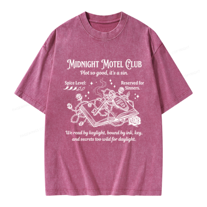 Pagewings Midnight Motel Club Unisex Washed T-shirt