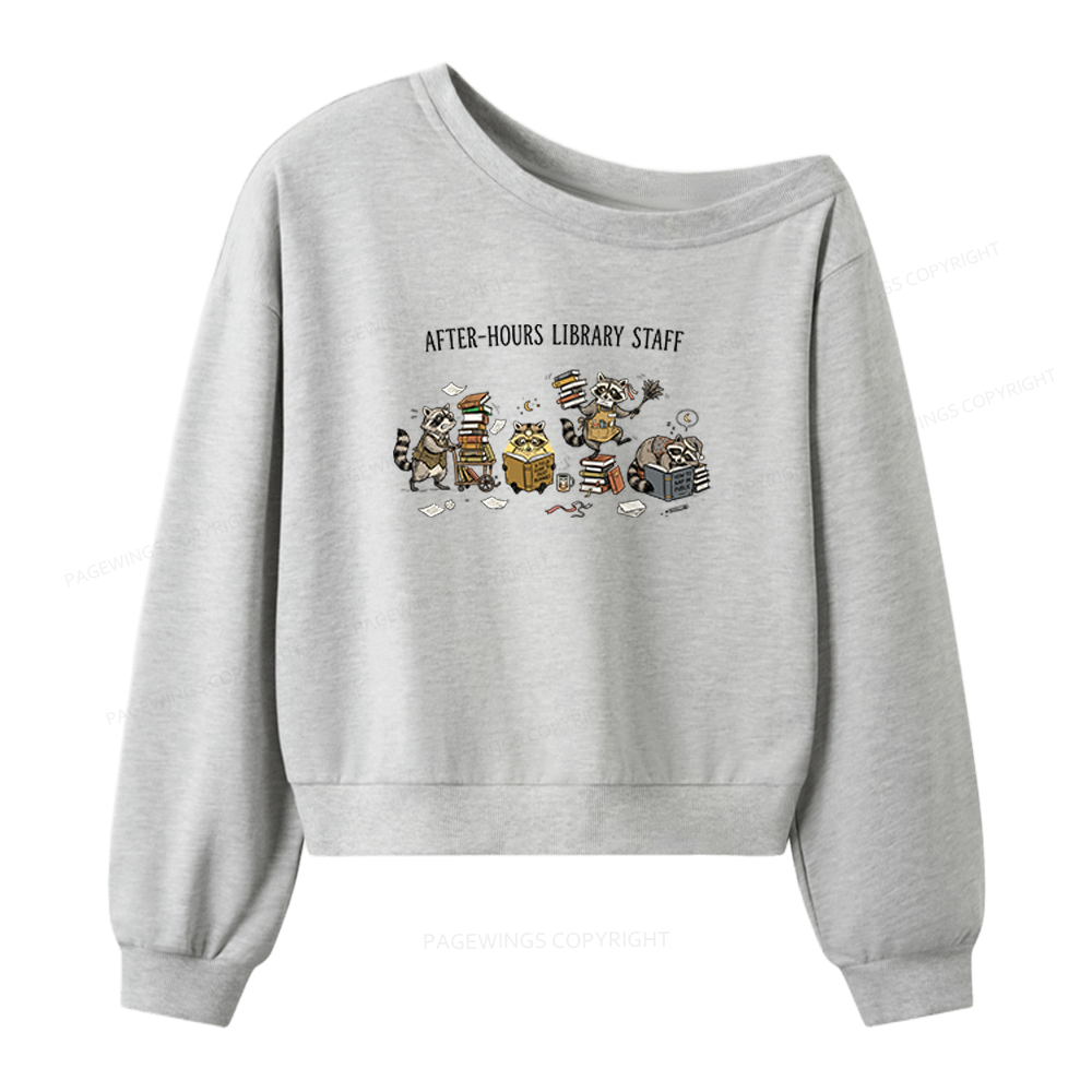 Pagewings After-Hours Library Staff Women Off Shoulder Sweatshirt