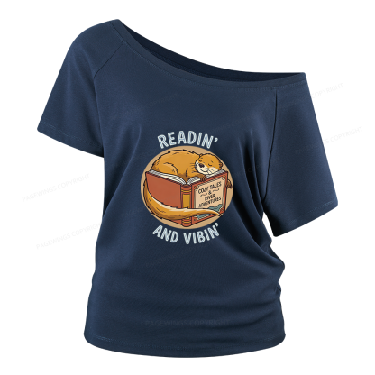 Pagewings Readin' And Vibin' Women Off Shoulder T-shirts