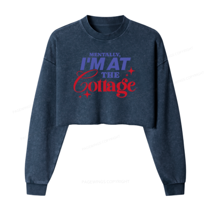 Pagewings I'm At The Cottage Washed Crop Sweatshirt