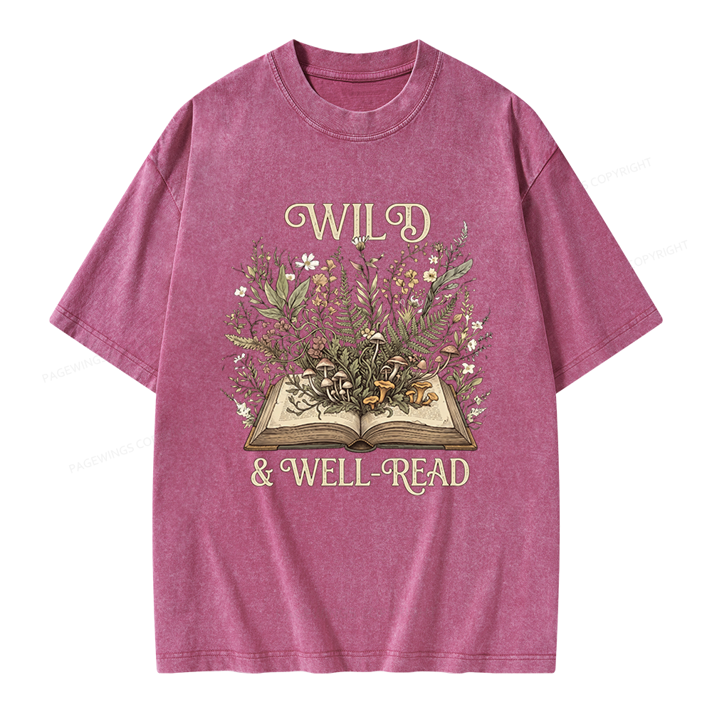 Pagewings Wild And Well-Read Unisex Washed T-shirt