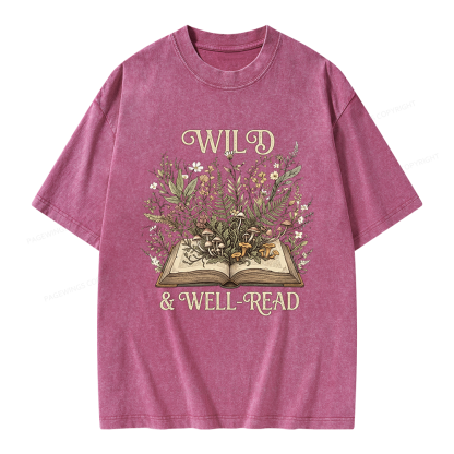Pagewings Wild And Well-Read Unisex Washed T-shirt