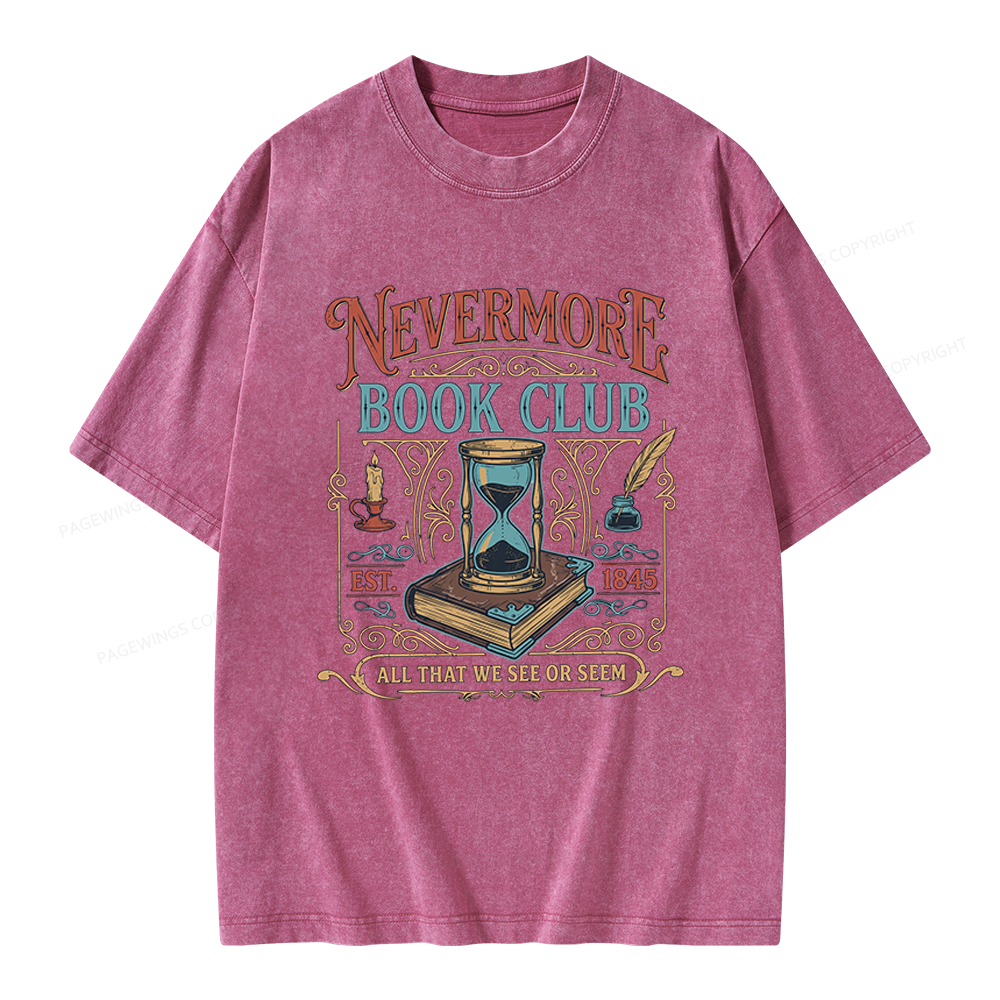 Pagewings Nevermore Book Club Unisex Washed T-shirt