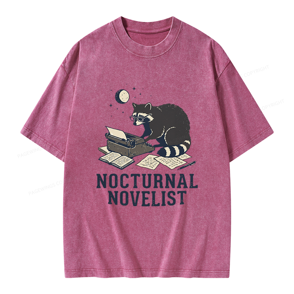 Pagewings Nocturnal Novelist Unisex Washed T-shirt