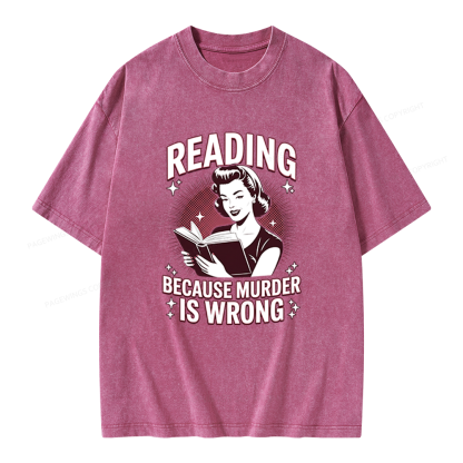 Pagewings Funny Book Lover Unisex Washed T-shirt