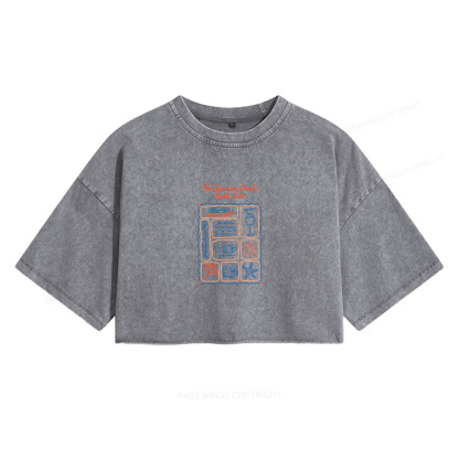 Pagewings The Summer Beach Book Club Women's Washed Cropped T-shirt