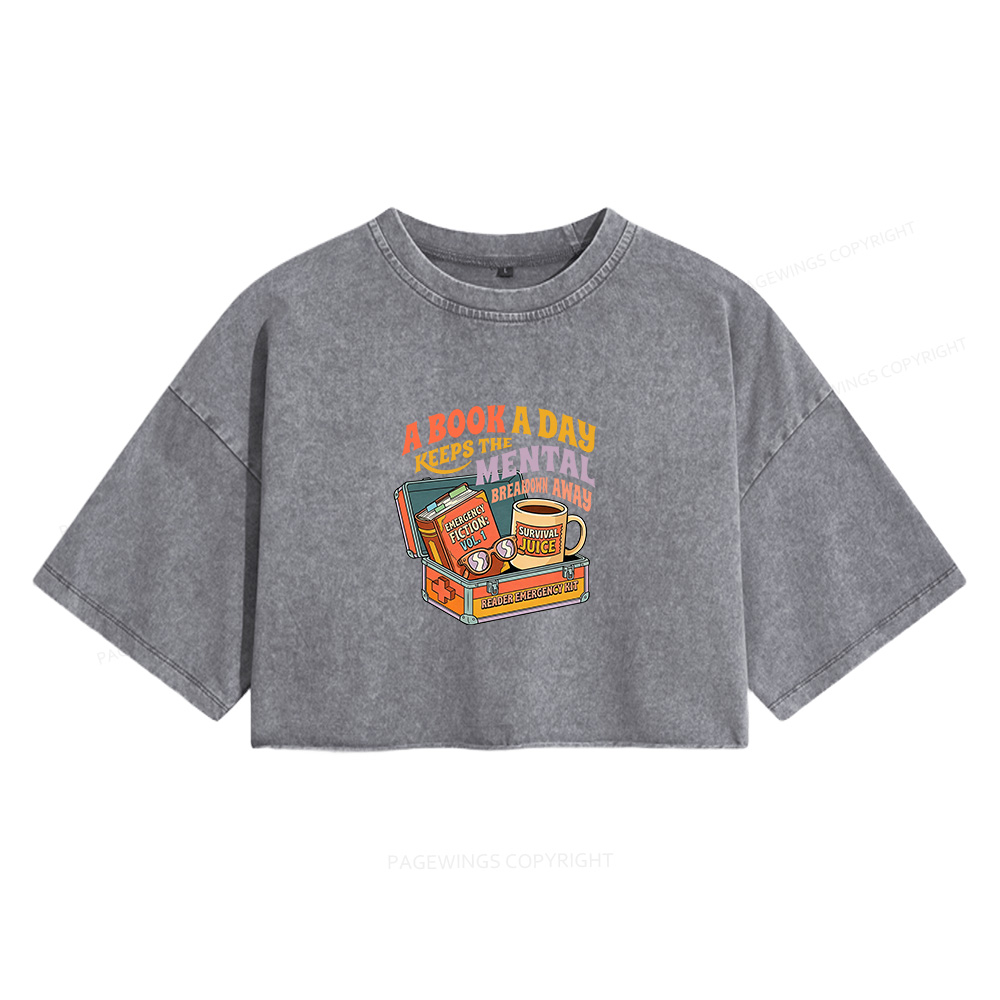 Pagewings A Book A Day Women's Washed Cropped T-shirt