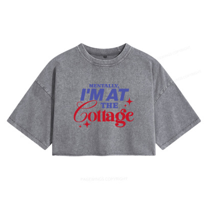 Pagewings I'm At The Cottage Women's Washed Cropped T-shirt