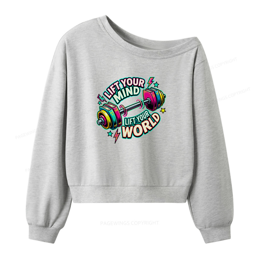 Pagewings Lift Your Mind Lift Your World Women Off Shoulder Sweatshirt