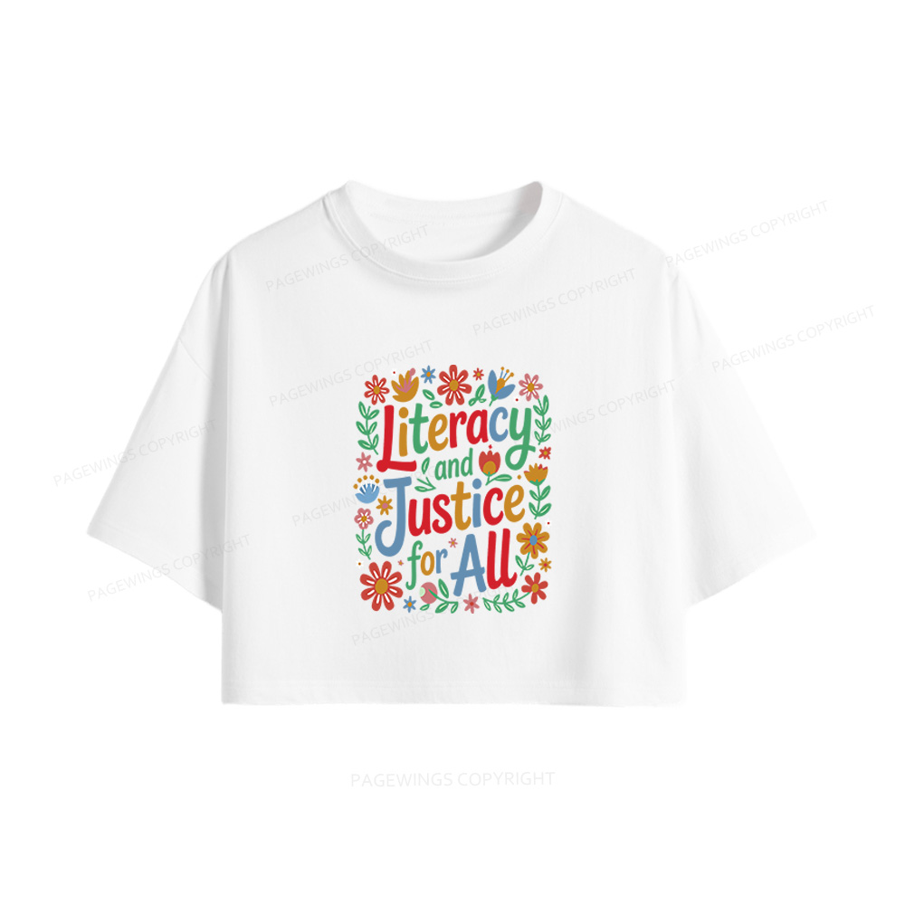 Pagewings Literacy And Justice For All Women Crop Tops