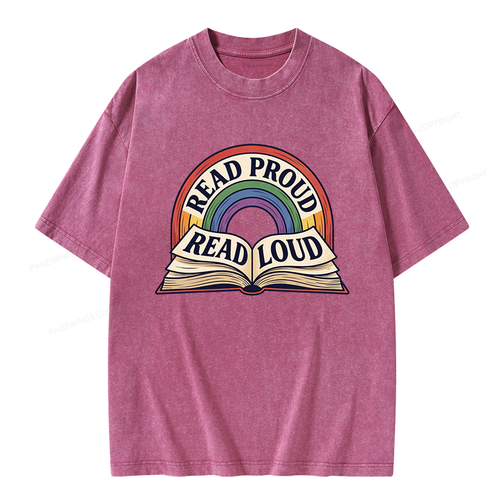 Pagewings Read Proud Read Loud Unisex Washed T-shirt