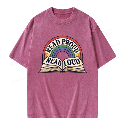Pagewings Read Proud Read Loud Unisex Washed T-shirt