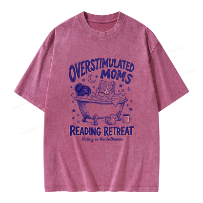 Pagewings Overstimulated Moms Reading Retreat Unisex Washed T-shirt