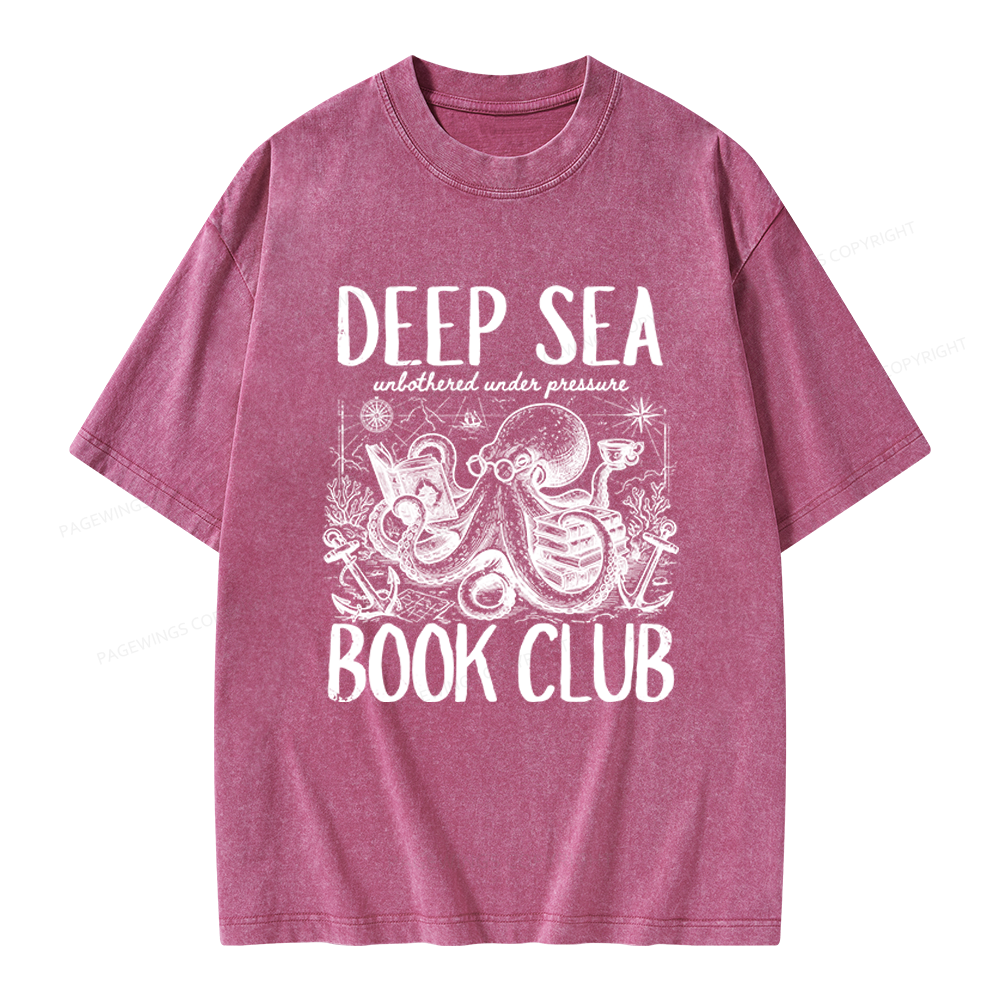Pagewings Deep Sea Book Club Unisex Washed T-shirt