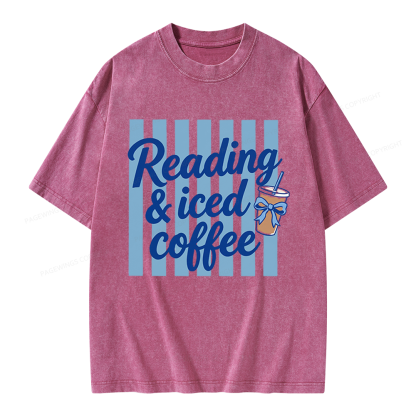 Pagewings Reading And Iced Coffee Unisex Washed T-shirt