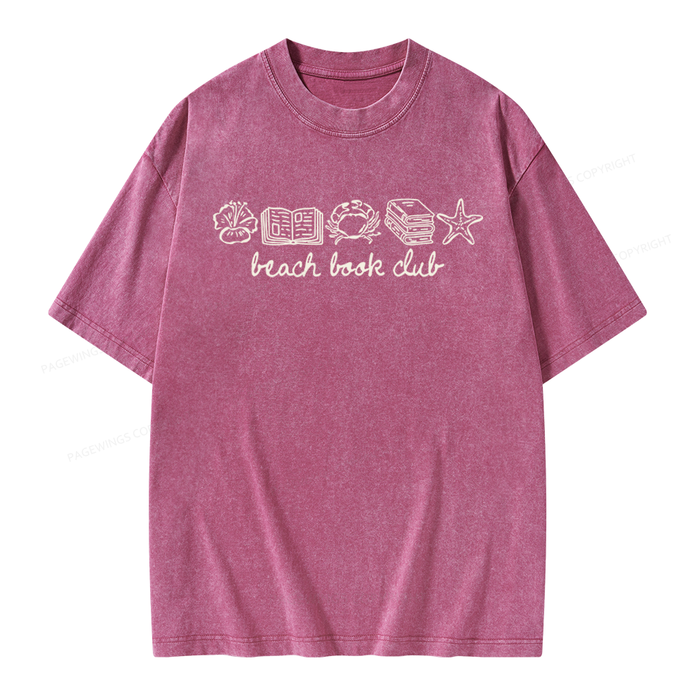 Pagewings Beach Book Club Unisex Washed T-shirt