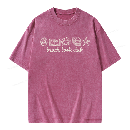 Pagewings Beach Book Club Unisex Washed T-shirt