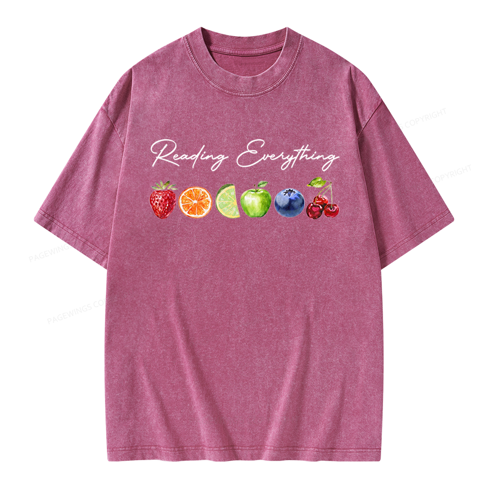 Pagewings Reading Everything Unisex Washed T-shirt