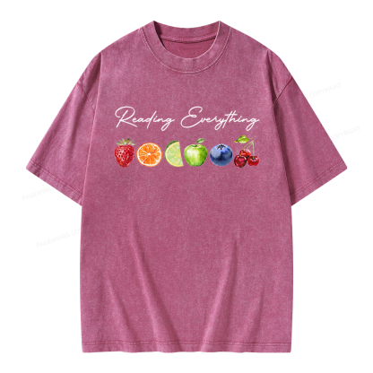 Pagewings Reading Everything Unisex Washed T-shirt