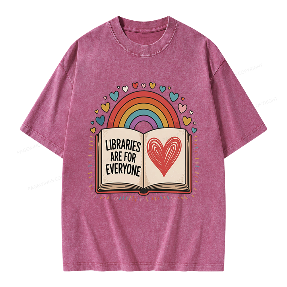 Pagewings Libraries Are For Everyone Unisex Washed T-shirt