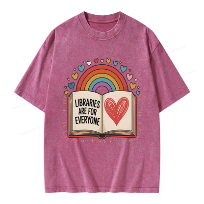 Pagewings Libraries Are For Everyone Unisex Washed T-shirt