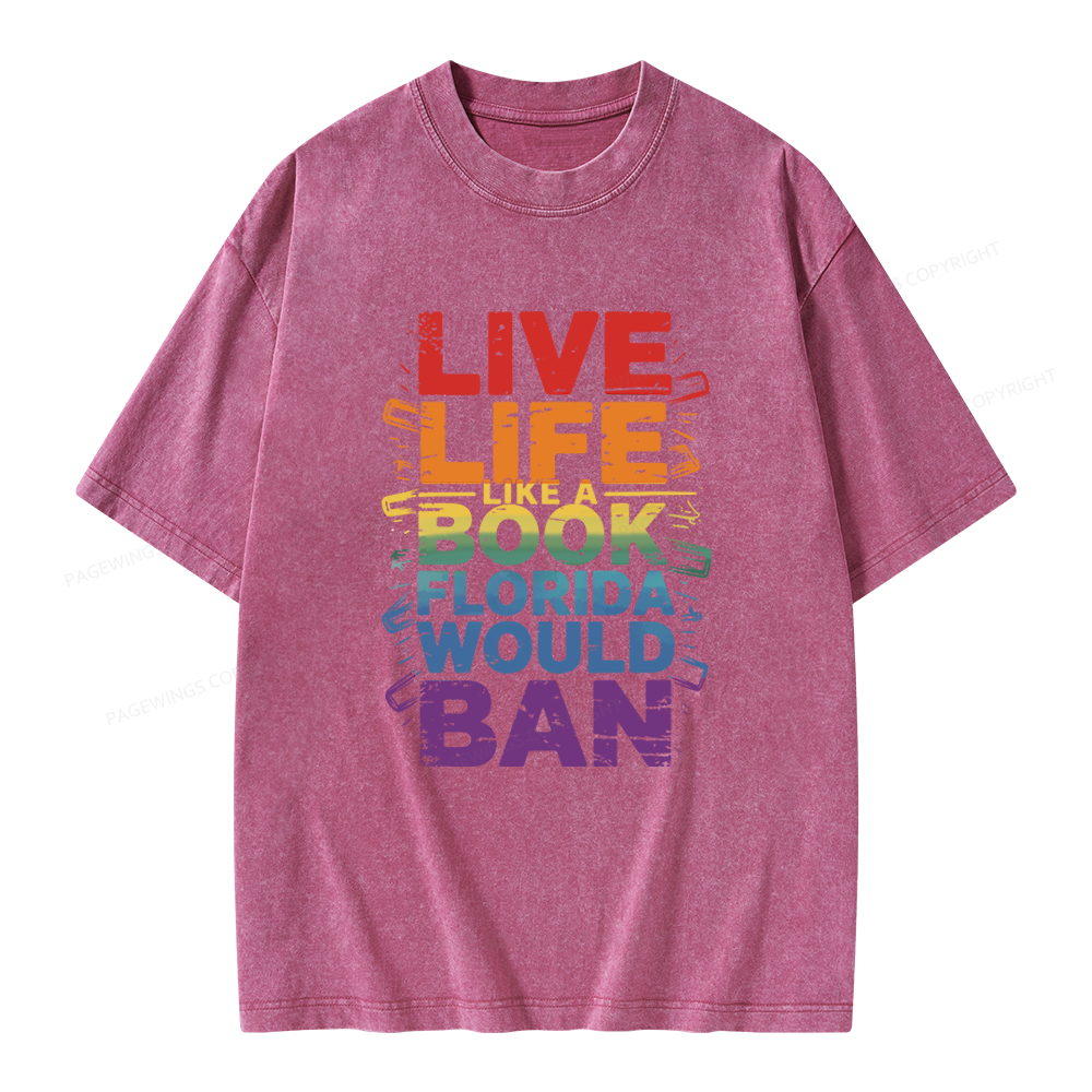 Pagewings Live Life Like A Book Unisex Washed T-shirt