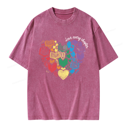 Pagewings Love Every Chapter Unisex Washed T-shirt