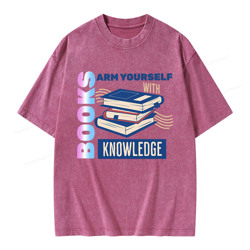 Pagewings Arm Yourself With Knowledge Unisex Washed T-shirt