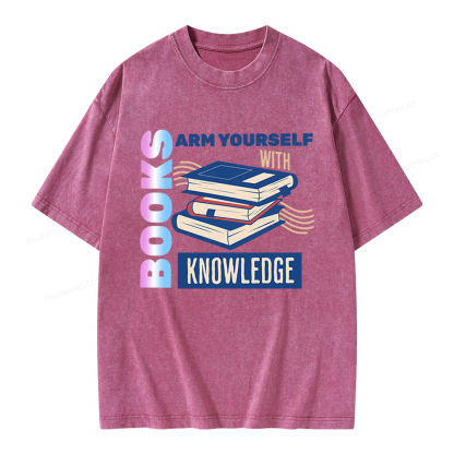 Pagewings Arm Yourself With Knowledge Unisex Washed T-shirt