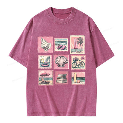 Pagewings Beach Summer Unisex Washed T-shirt