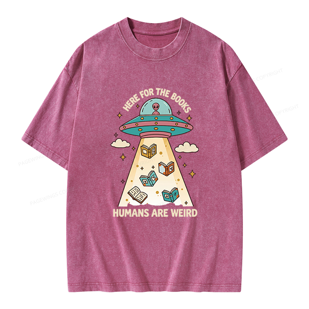 Pagewings Here For The Books Unisex Washed T-shirt