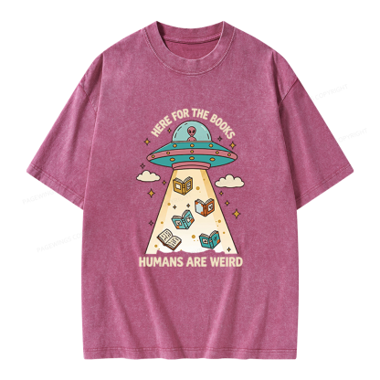 Pagewings Here For The Books Unisex Washed T-shirt