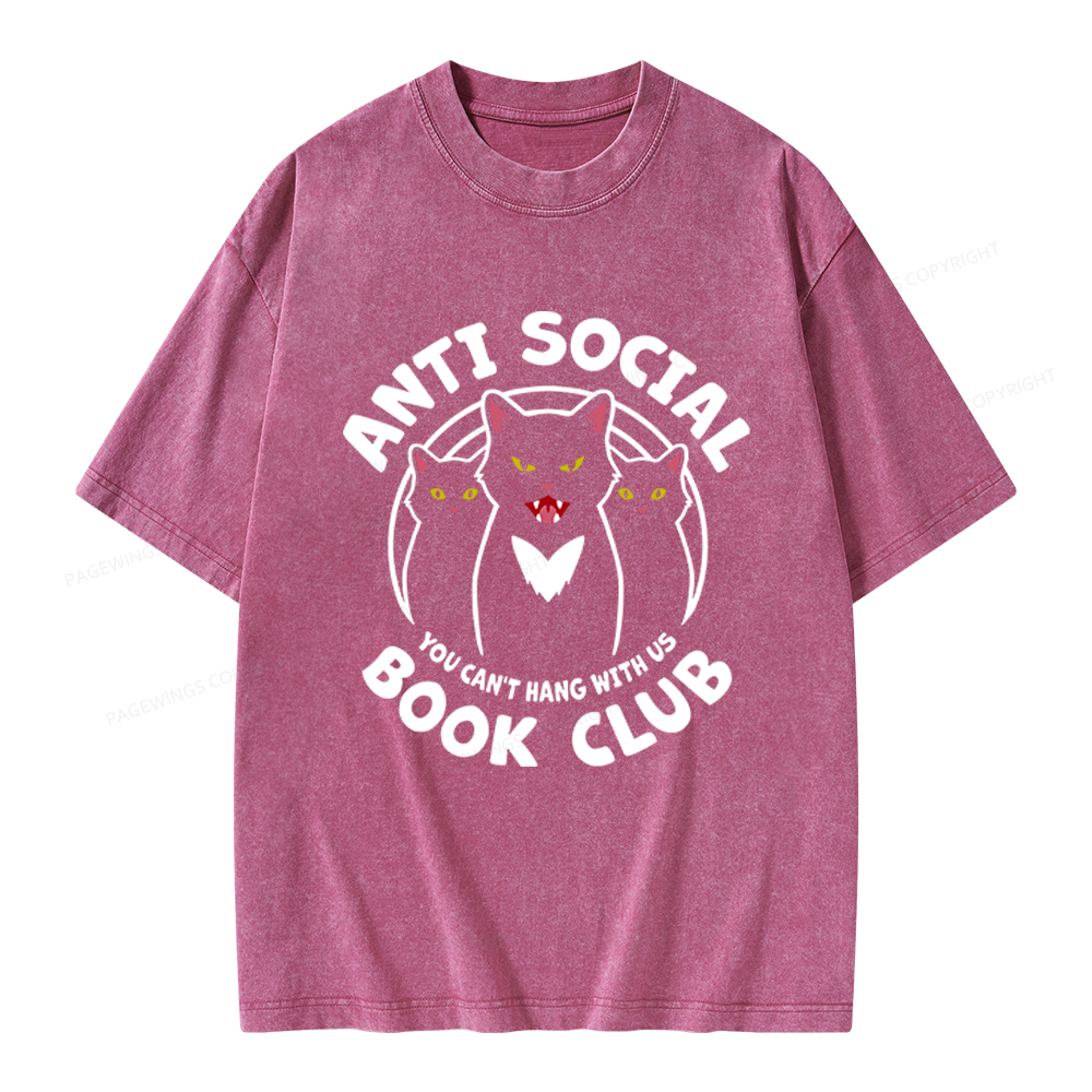 Pagewings Anti Social Book Club Unisex Washed T-shirt