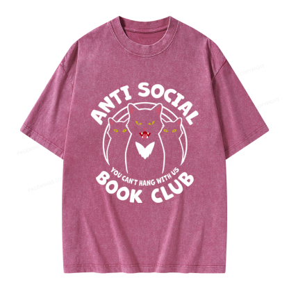 Pagewings Anti Social Book Club Unisex Washed T-shirt