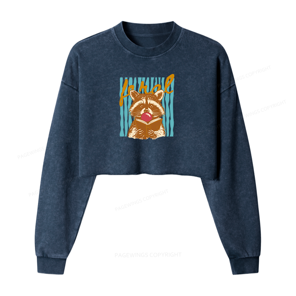 Pagewings Feral Girl Summer Washed Crop Sweatshirt