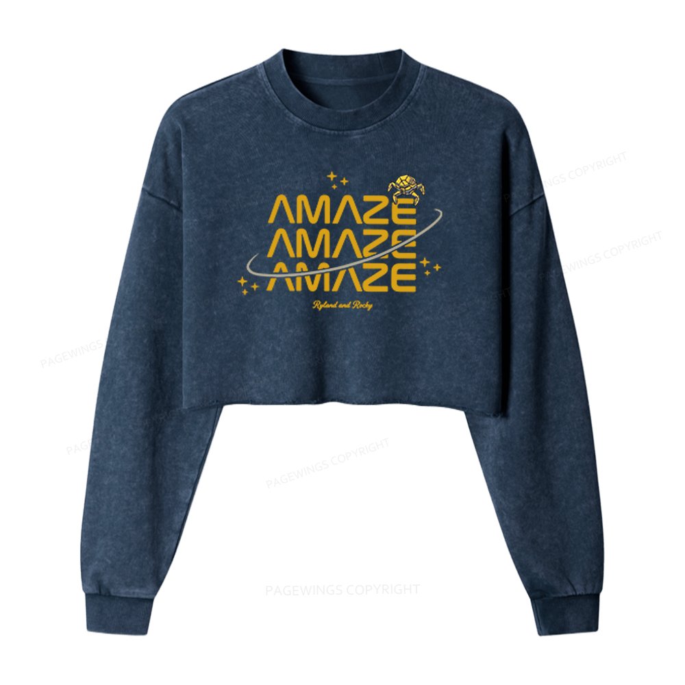 Pagewings Sci-Fi Book Lover Washed Crop Sweatshirt