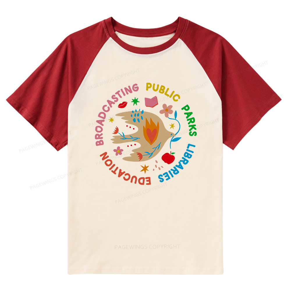 Pagewings Public Parks Libraries Raglan T-shirt