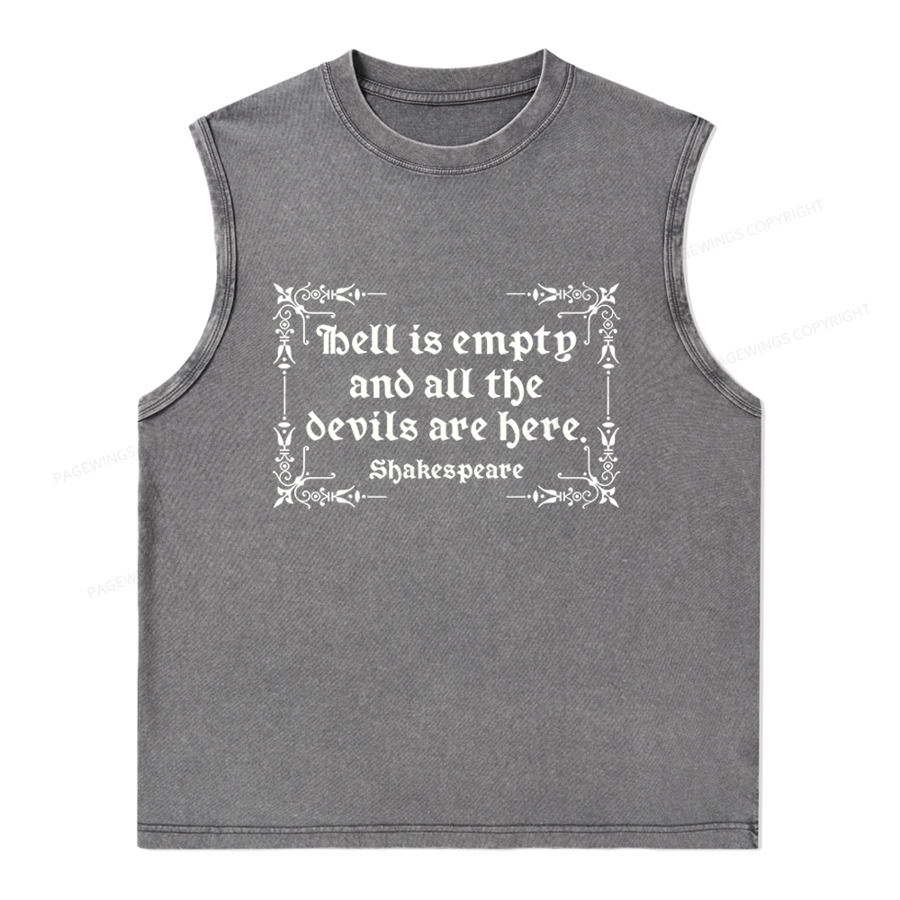 Pagewings Hell Is Empty Unisex Washed Tank Top