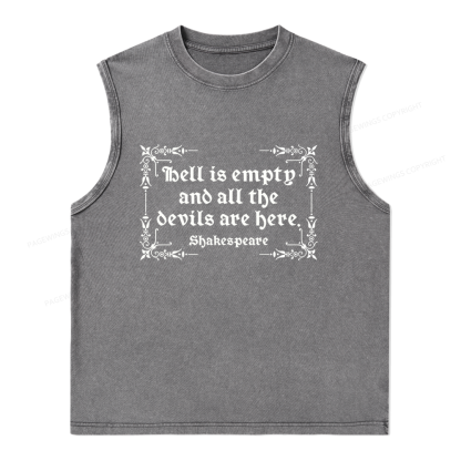 Pagewings Hell Is Empty Unisex Washed Tank Top