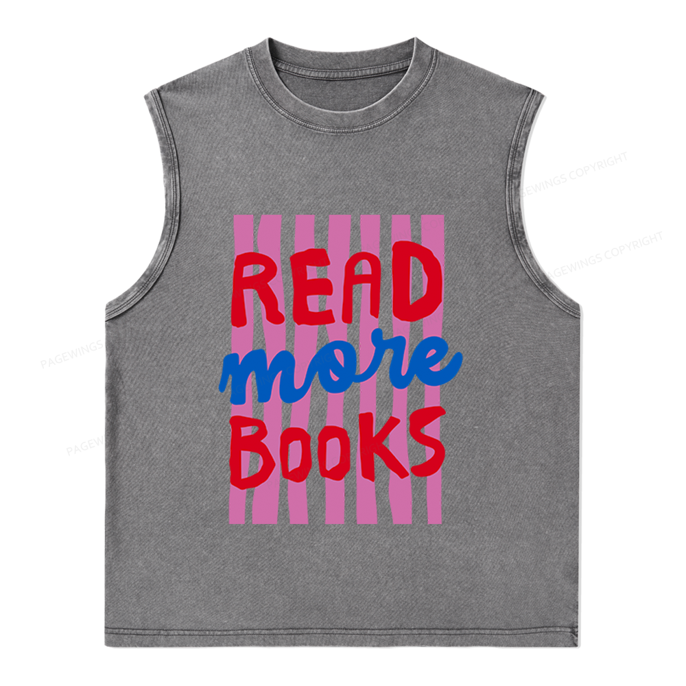Pagewings Read More Books Unisex Washed Tank Top