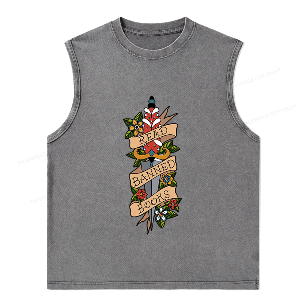 Pagewings Banned Books Unisex Washed Tank Top