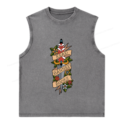 Pagewings Banned Books Unisex Washed Tank Top