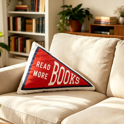 Pagewings Read More Books Shaped Throw Pillow