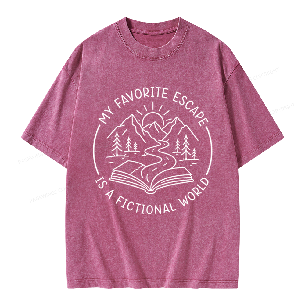 Pagewings My Favorite Escape Is A Fictional World Unisex Washed T-shirt