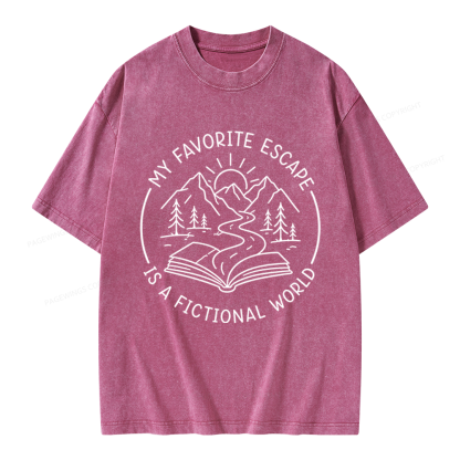Pagewings My Favorite Escape Is A Fictional World Unisex Washed T-shirt