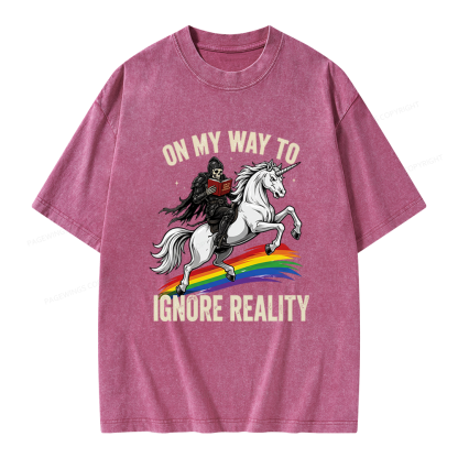 Pagewings On My Way To Ignore Reality Unisex Washed T-shirt