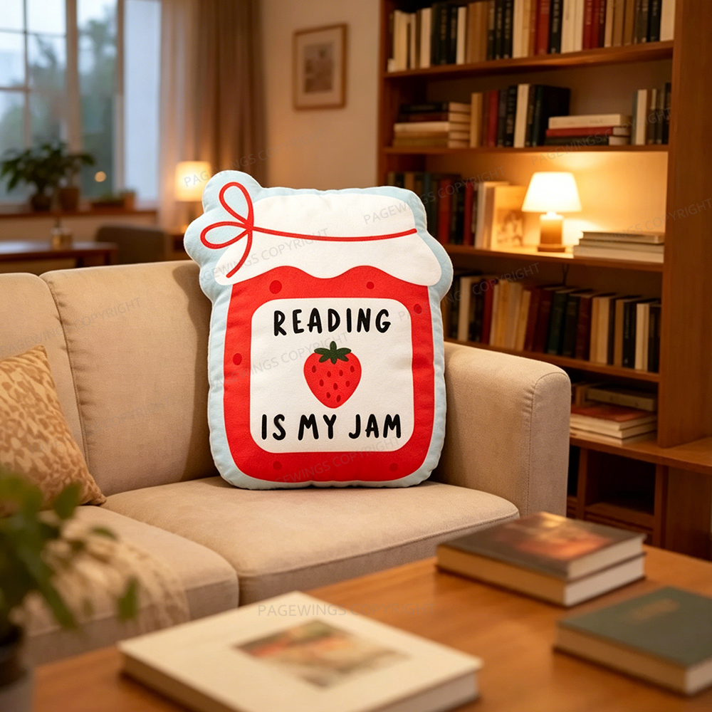 Pagewings Reading Is My Jam Shaped Throw Pillow