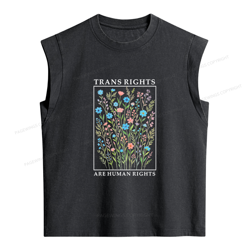Pagewings Trans Rights Are Human Rights Women's Washed Tank Top