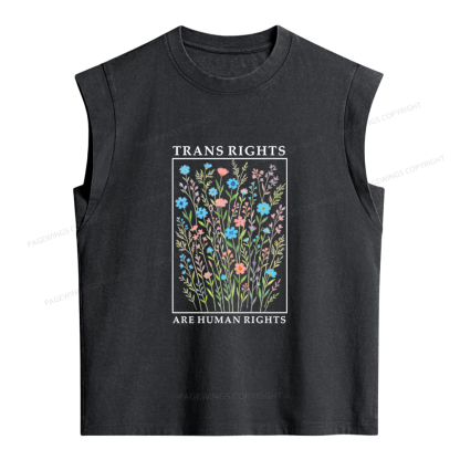 Pagewings Trans Rights Are Human Rights Women's Washed Tank Top